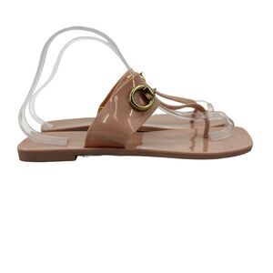 Jeffrey Campbell Sandals Womens 9 Anthropologie Nude A Lil Bit Thong Slip On